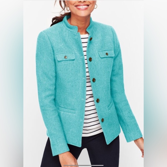 Talbots Petites Pretty Blue Tapered Fit Wool Coat. - Picture 1 of 9